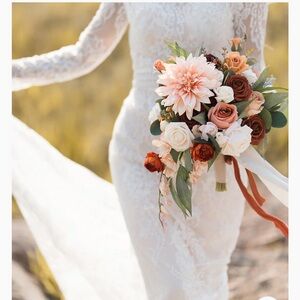 SOLD - Lings Moment Small Cascade Bridal Bouquet - Sunset Terracotta